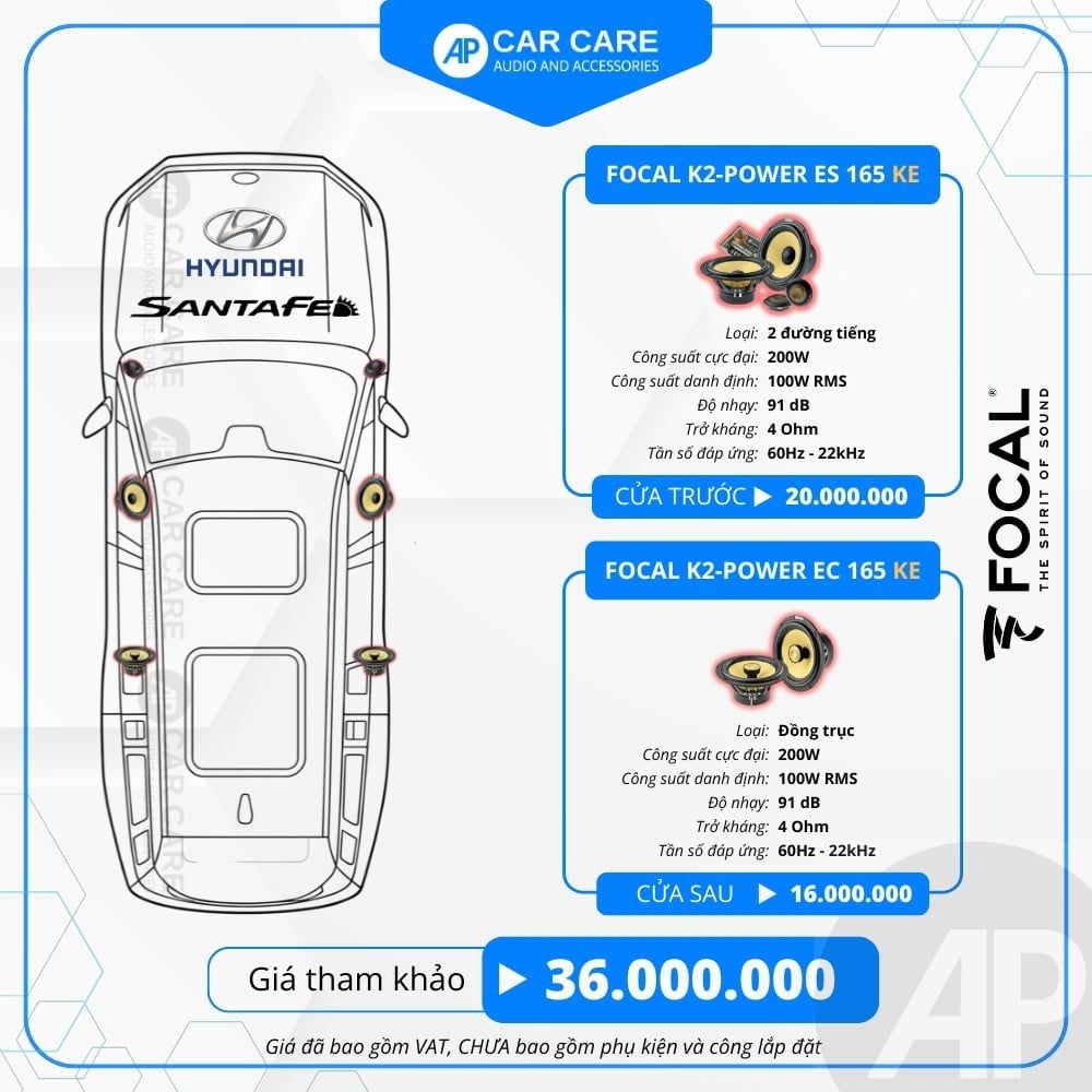 Độ loa ô tô Huyndai SantaFe (6 loa - 12 loa)