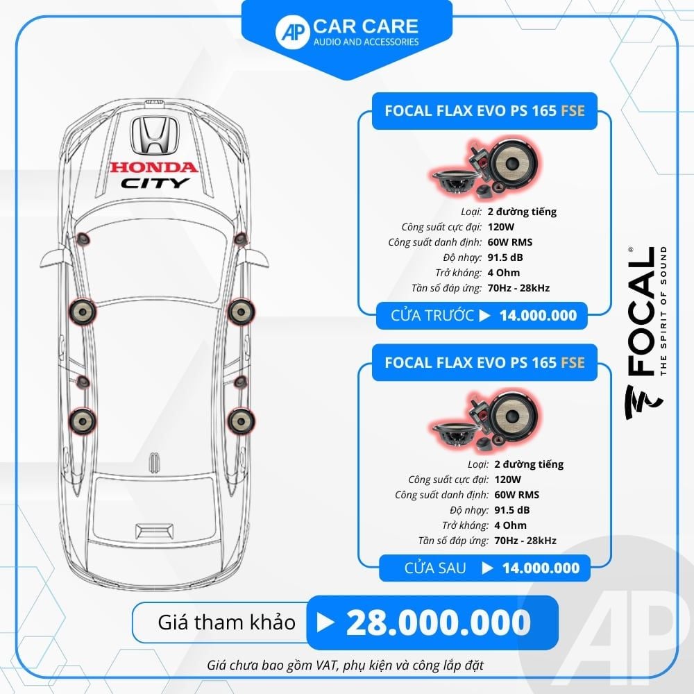 Độ loa ô tô Honda City 2025 (8 loa)