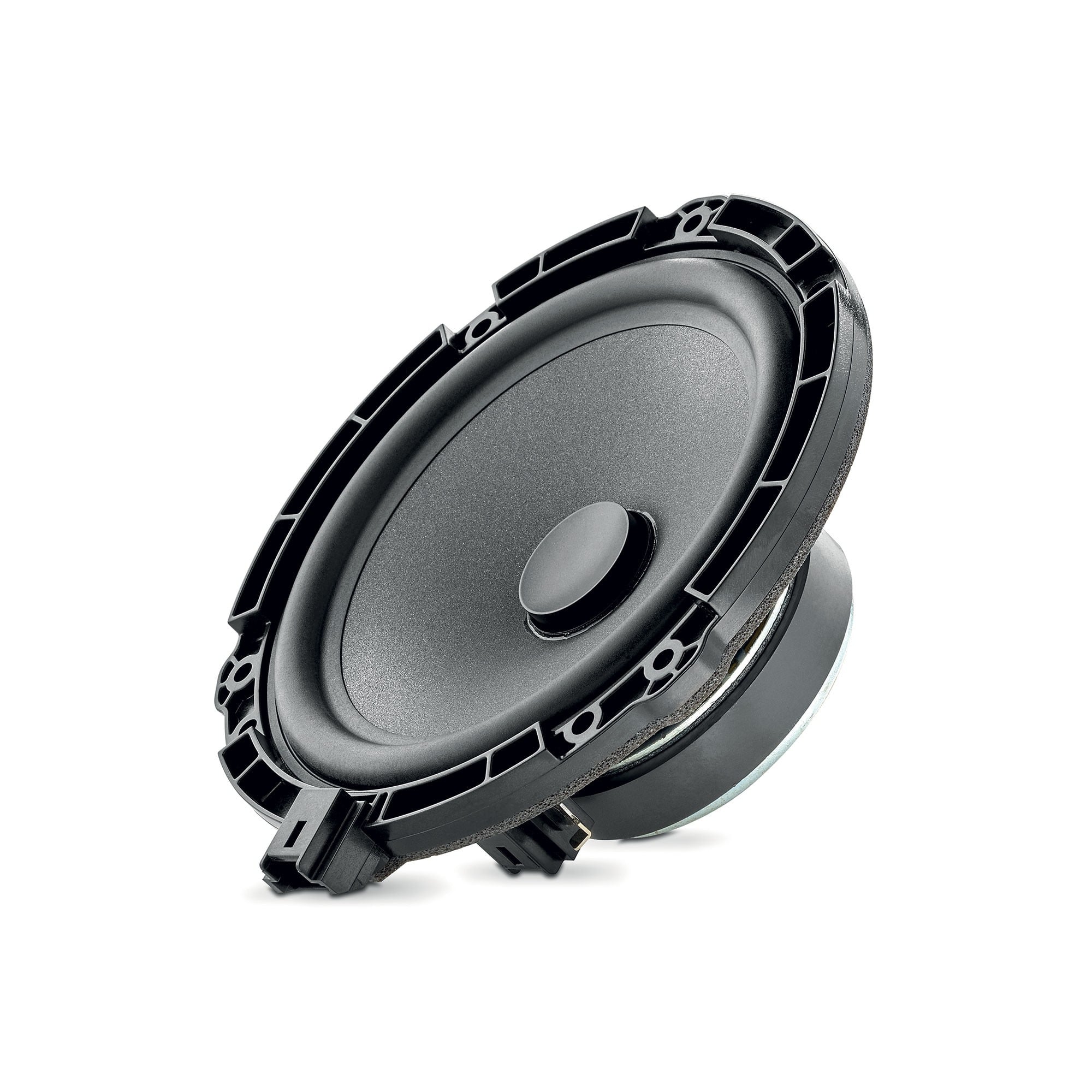 Focal IS PSA 165 góc nghiêng: khung ABS bắt vào tai zin, giắc riêng cho xe Peugeot