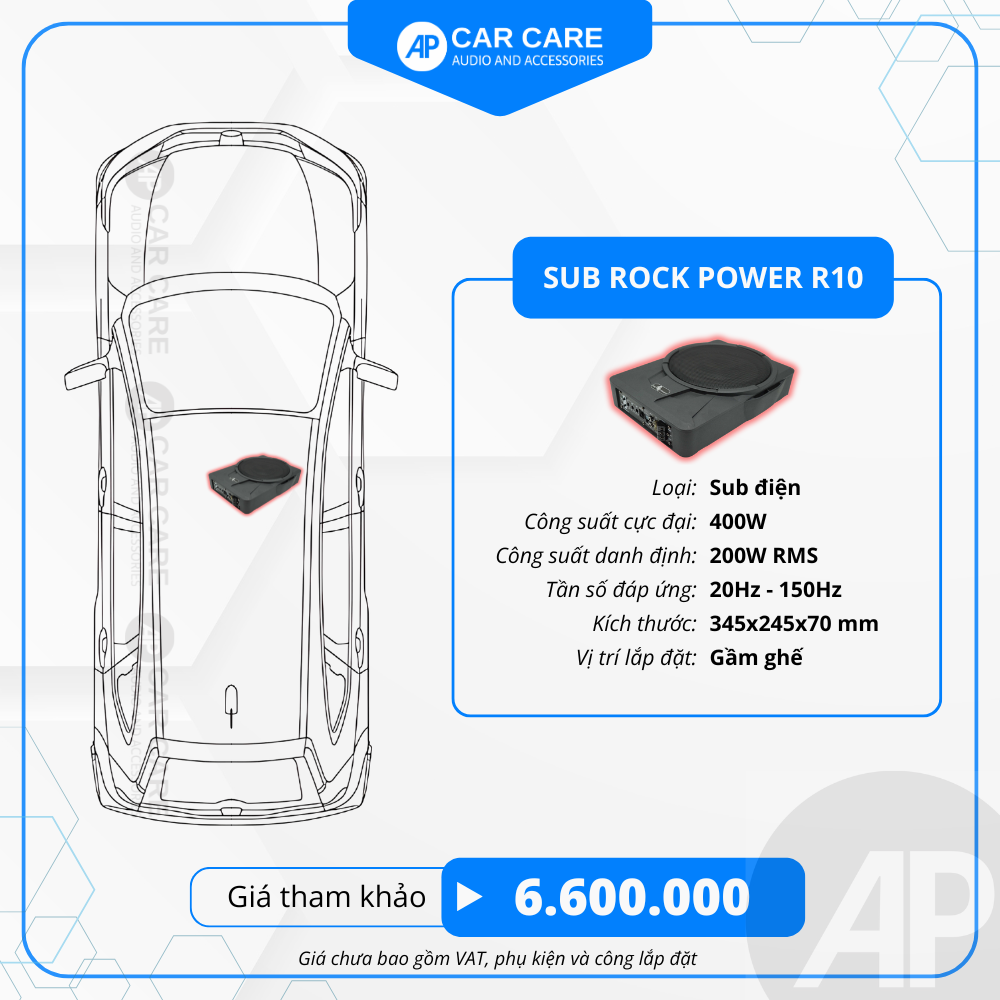 Loa SUB điện ô tô Rock Power R10 -  Bass sâu, uy lực