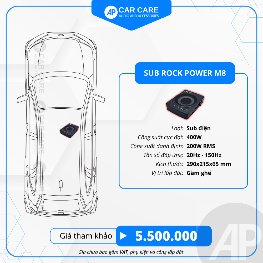 Loa SUB điện ô tô Rock Power M8 - Bass căng, mịn, sâu