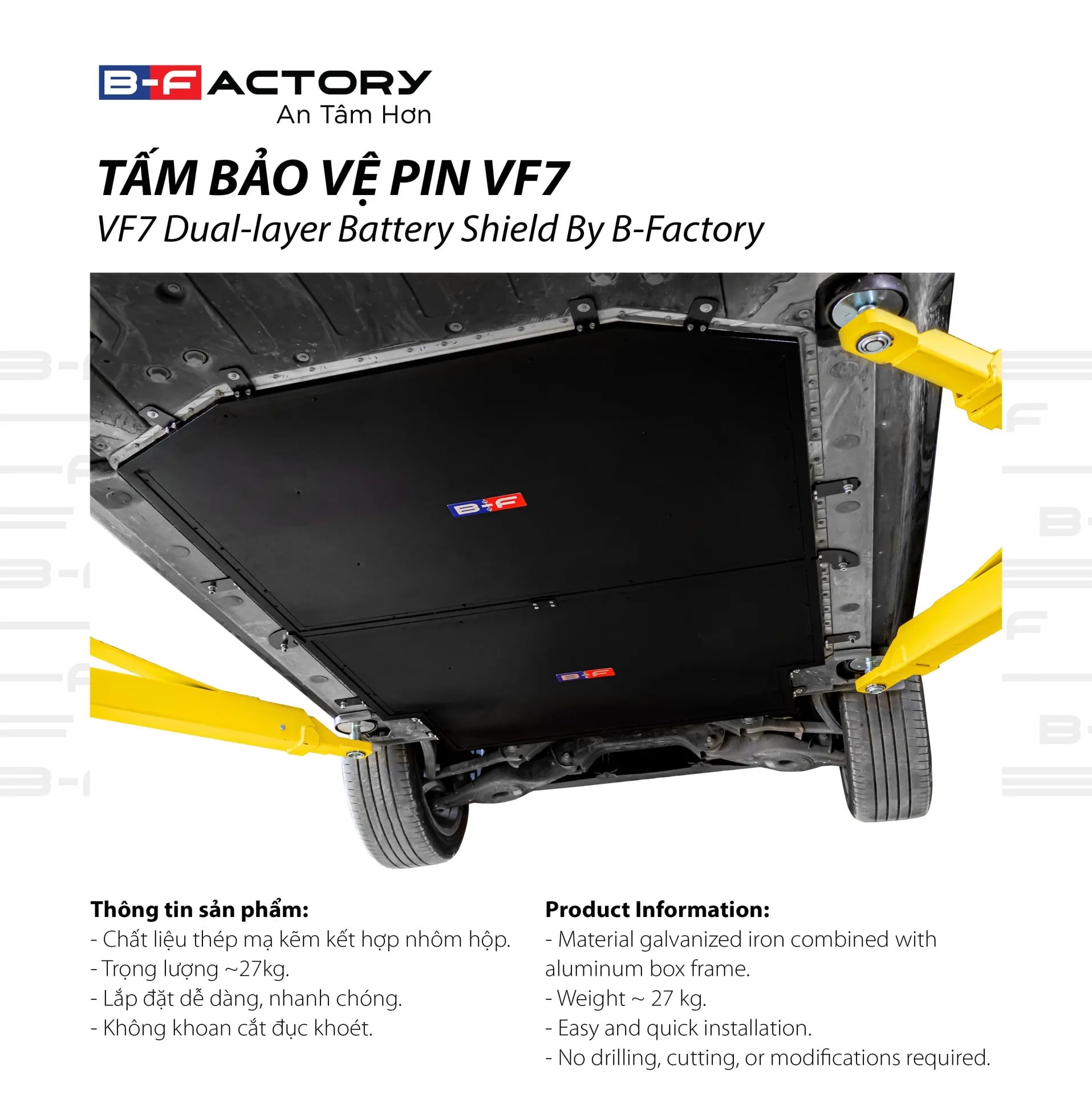 Tấm bảo vệ pin VinFast VF6 B-Factory lắp dưới gầm, nặng khoảng 27 kg