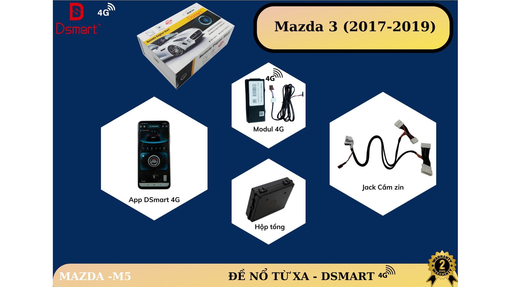 Mã M5 đề nổ từ xa 4G cho Mazda 3 2017–2019