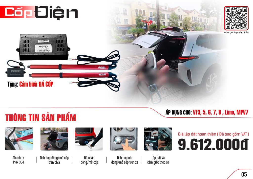 Cốp Điện MCD91 VinFast VF MPV7 Kèm Đá Cốp
