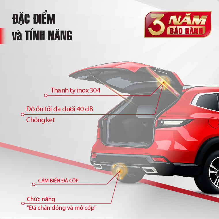 Sơ đồ ty Inox 304, chống kẹt và cảm biến đá cốp của cốp điện MCD91