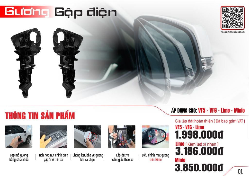 Gập Gương Tự Động MCD91 VinFast Limo Green Bản LED Xi Nhan
