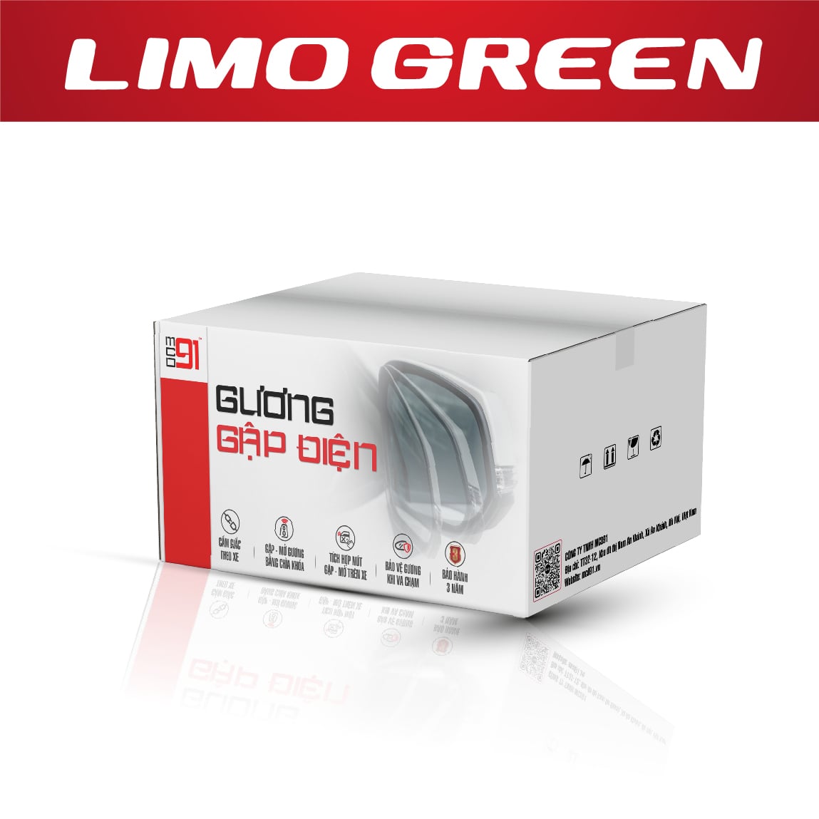 Gập gương điện MCD91 bản tiêu chuẩn cho Limo Green