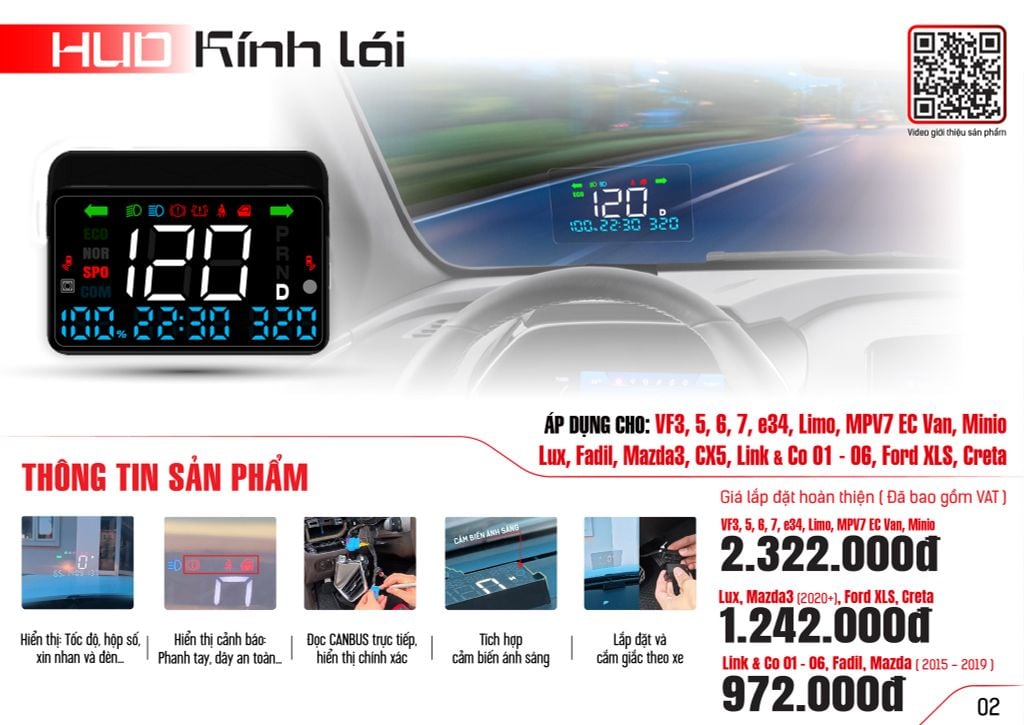 HUD Ô Tô MCD91 VinFast EC Van Hiển Thị Kính Lái