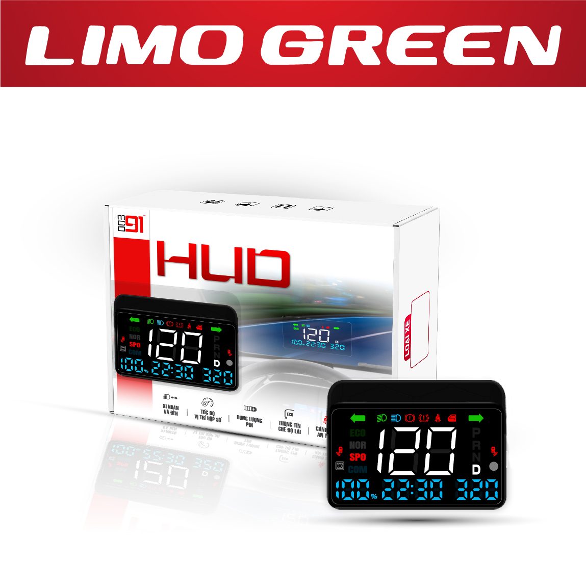 Bộ HUD MCD91 cho VinFast Limo Green