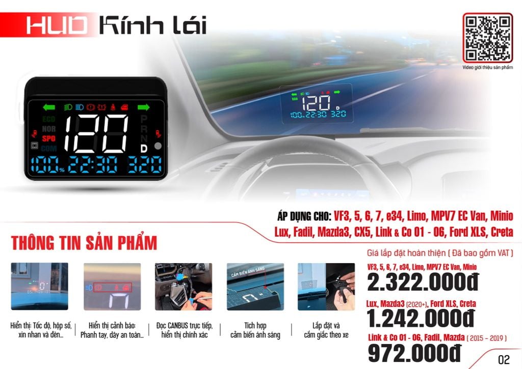 HUD Ô Tô MCD91 Mazda 3 2020+ Hiển Thị Kính Lái