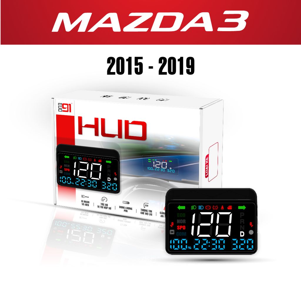 HUD Ô Tô MCD91 Mazda 3 2015–2019 Hiển Thị Kính Lái