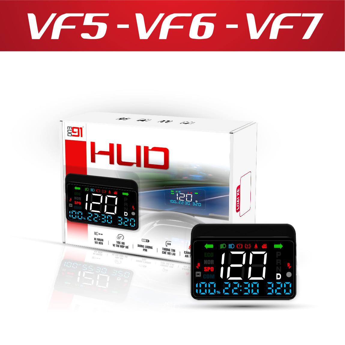 Bộ HUD MCD91 cho VinFast VF5, VF6, VF7