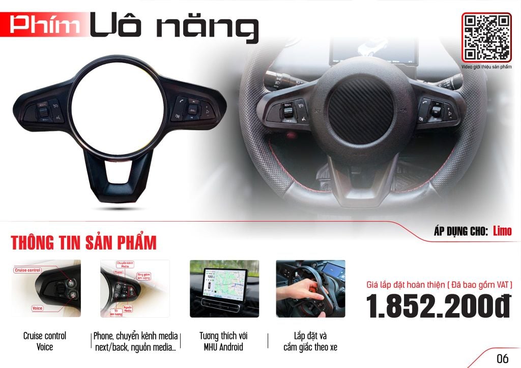 Phím Vô Lăng MCD91 VinFast Limo Green V2 Cruise Control