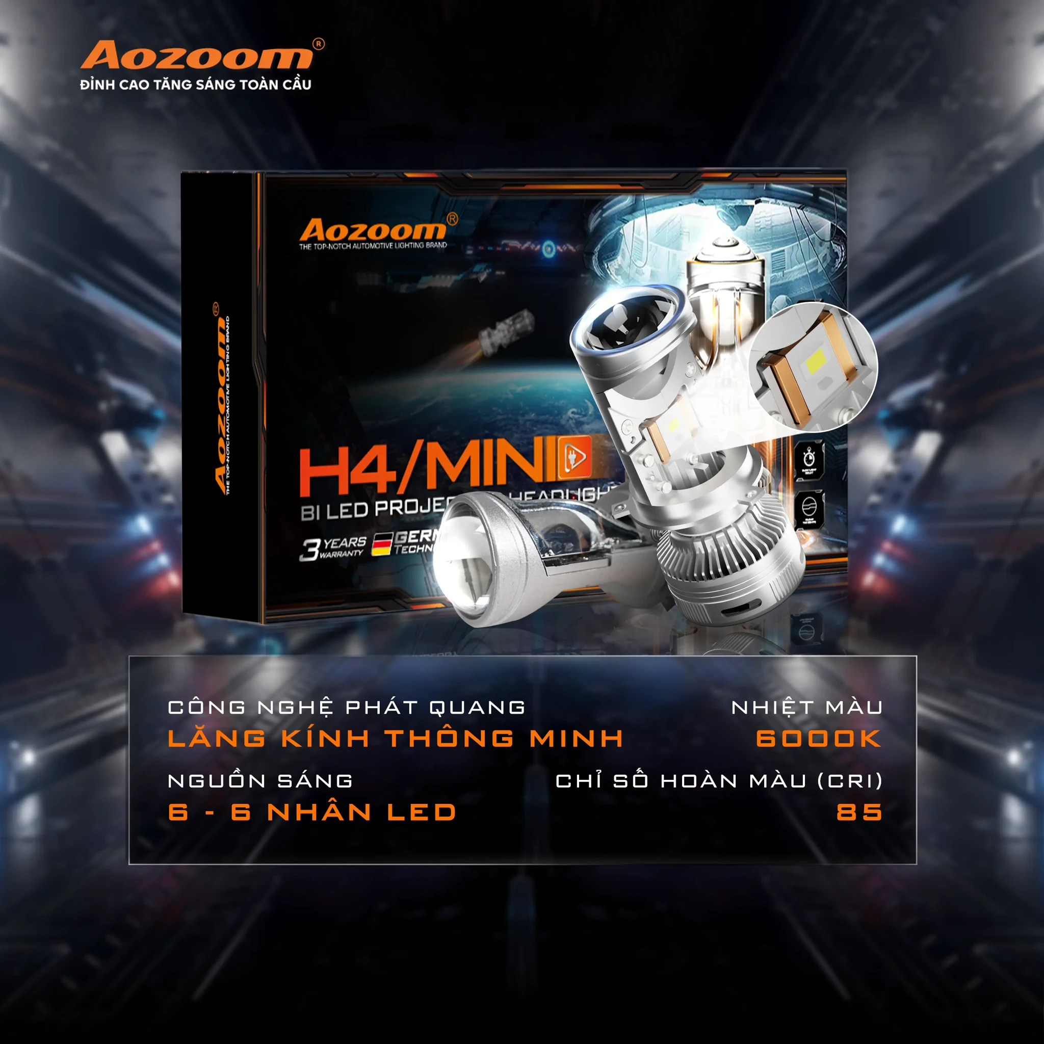 Bi LED Mini Aozoom H4 - ảnh chính hãng 11