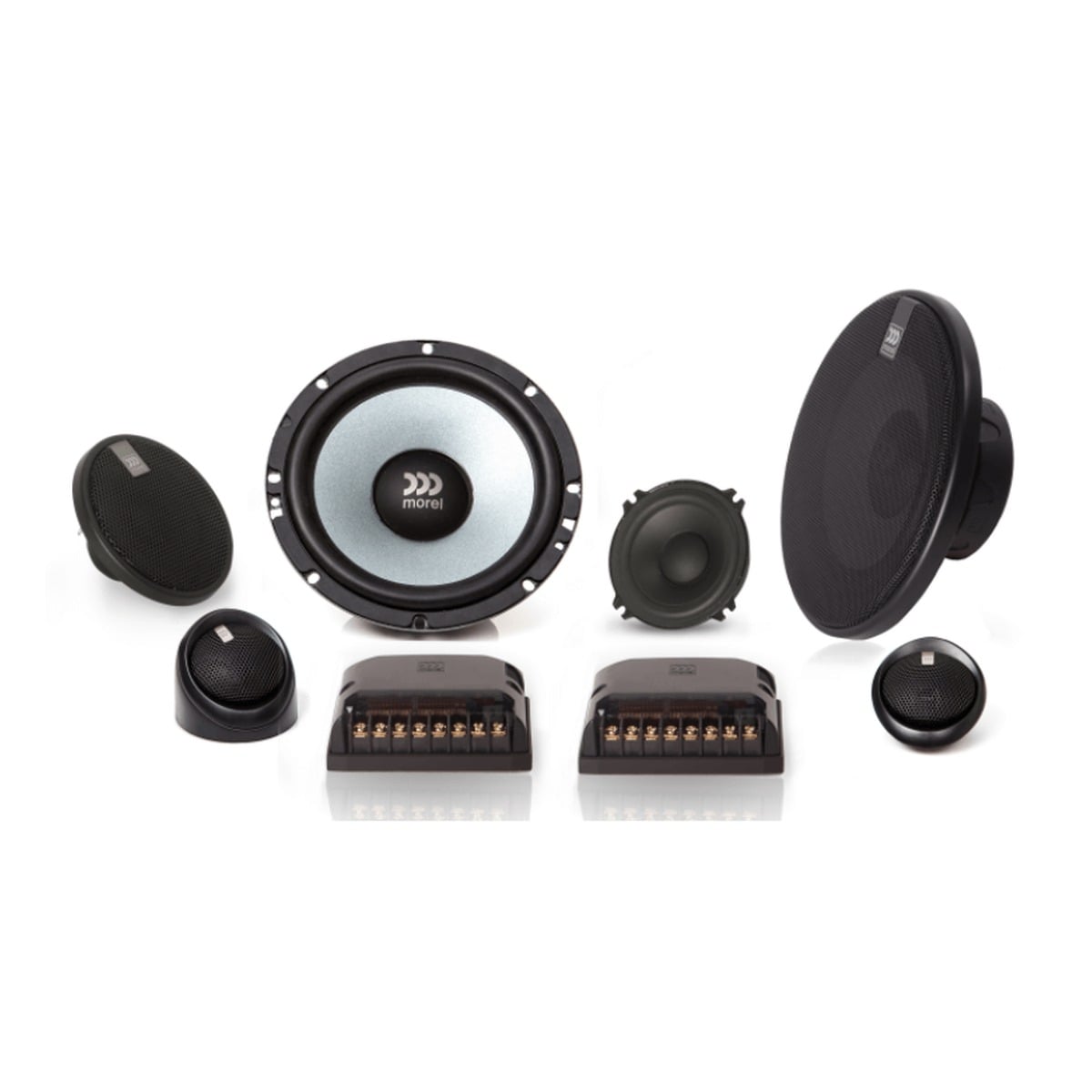 Bộ loa cánh Morel Maximo Ultra 603 MKII 3 way gồm woofer 6,5 inch, midrange 2,5 inch, tweeter và phân tần