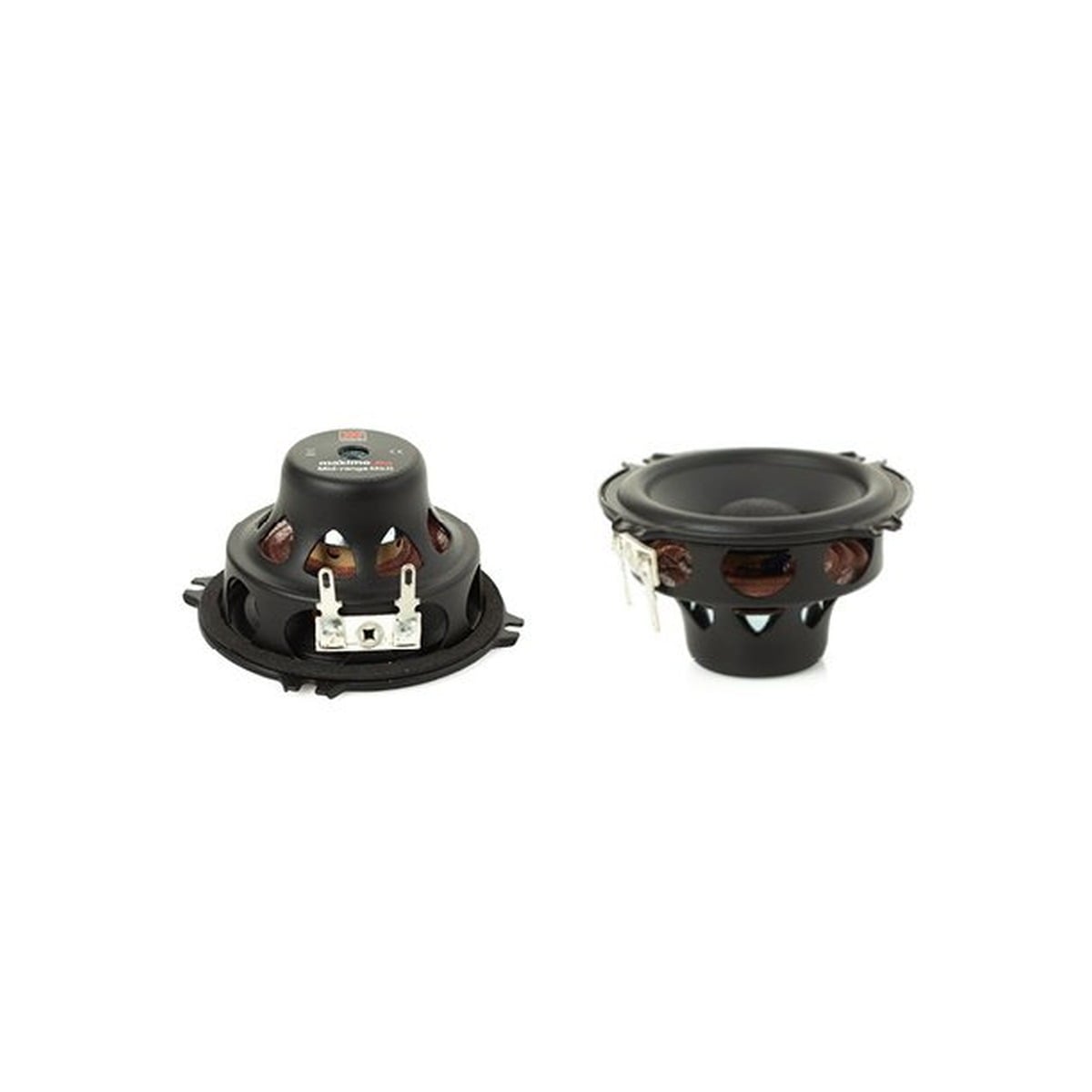 Cặp midrange 2,5 inch của bộ Morel Maximo Ultra 603 MKII nhìn mặt sau và mặt trước