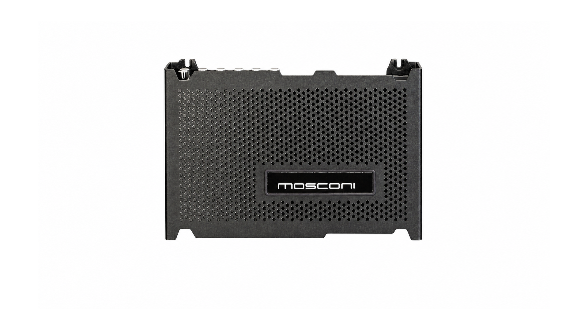 Mặt trên Mosconi AERO 8|12 DSP dựng dọc trên nền đen