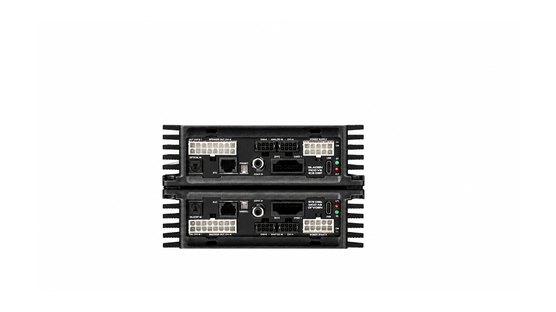 Mặt đối diện Mosconi PICO 6|8 DSP V2 với các cổng Molex