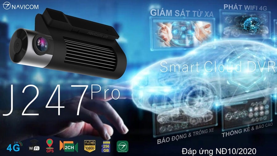 Camera hành trình Navicom J247 Pro 2K giám sát từ xa qua 4G