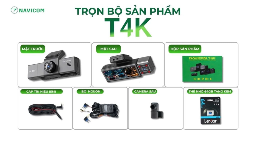 Camera Hành Trình Ô Tô Navicom T4K 3 Kênh 4K
