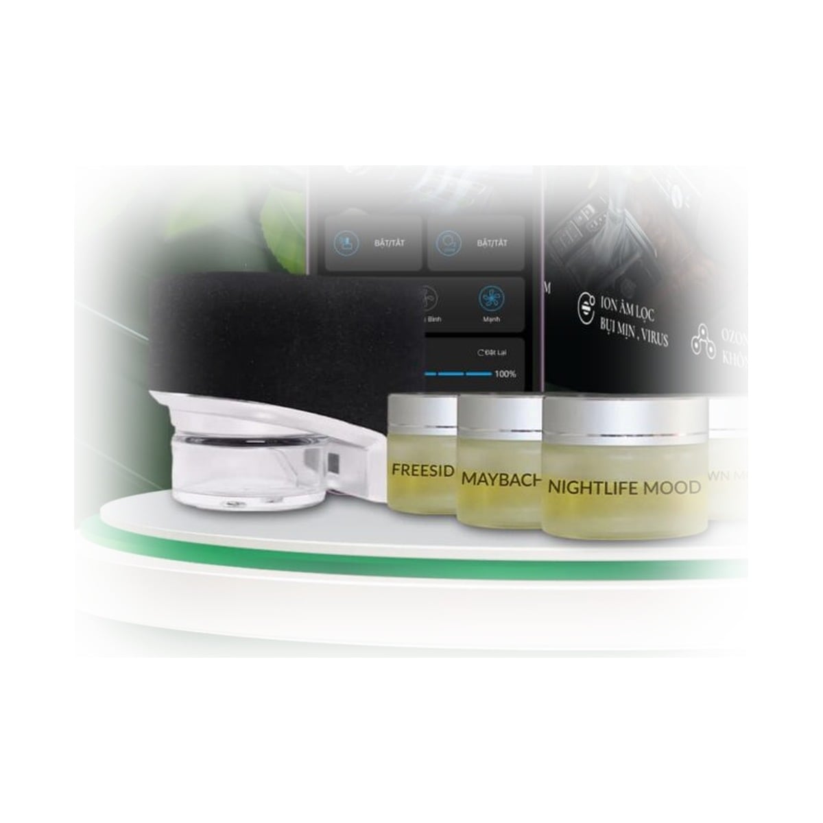 Minh họa dòng nước hoa nội thất ô tô Nota, lọ 30ml dùng cho máy khuếch tán Nota Air Balance