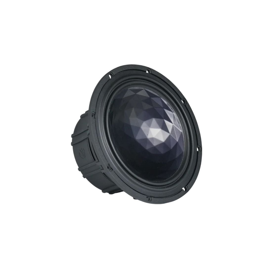 Woofer PL-W6C Crystal Cone trong combo Profi Line: màng nhôm–giấy dạng pha lê anod đen