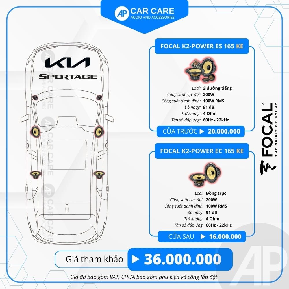 Độ loa ô tô KIA Sportage 2025 (6 loa - 8 loa)