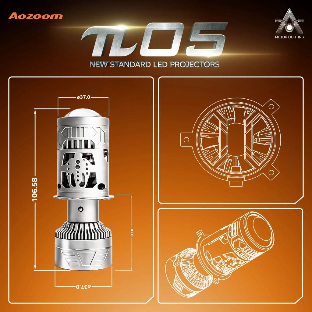 Bi LED Xe Máy Aozoom PI05 70W – Projector H4