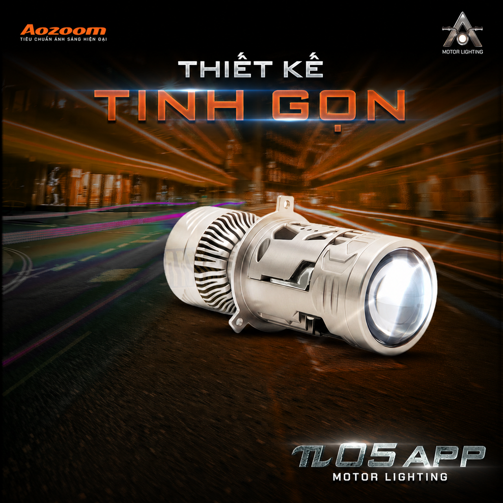 Bi LED Xe Máy Aozoom PI05 App 30W – Chỉnh Màu Qua Ứng Dụng