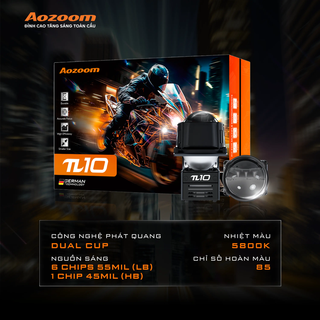 Bi LED Xe Máy Aozoom PI10 1.5 Inch 42W