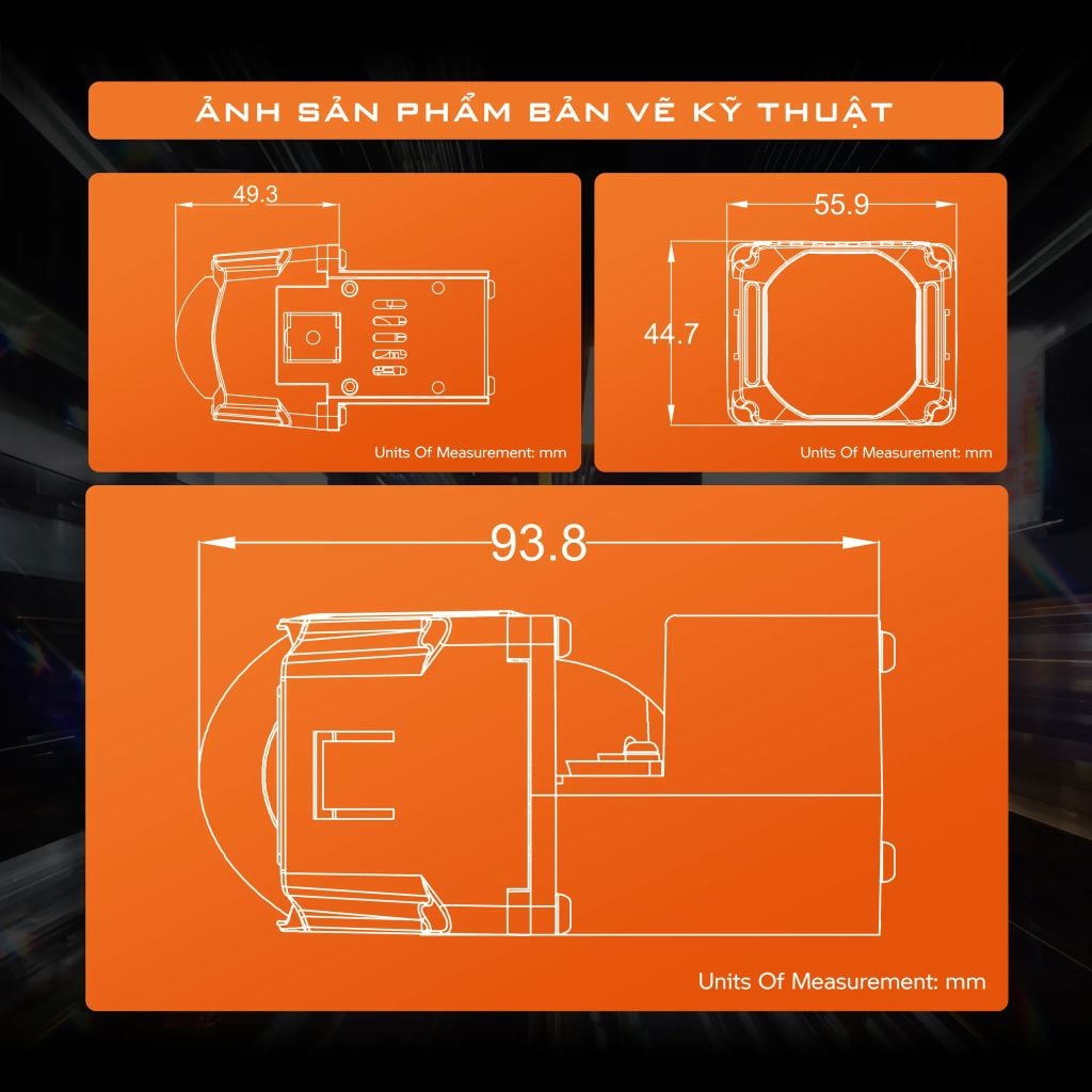 Bi LED Xe Máy Aozoom PI20 1.5 Inch 46W – Demi Xanh