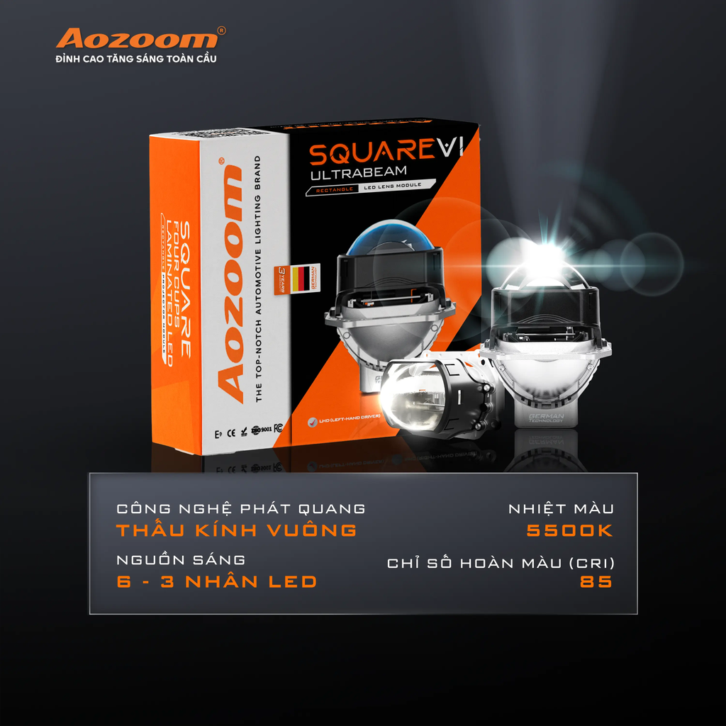 Bi LED Aozoom Square V1 – Đèn Bi Pha Ô Tô