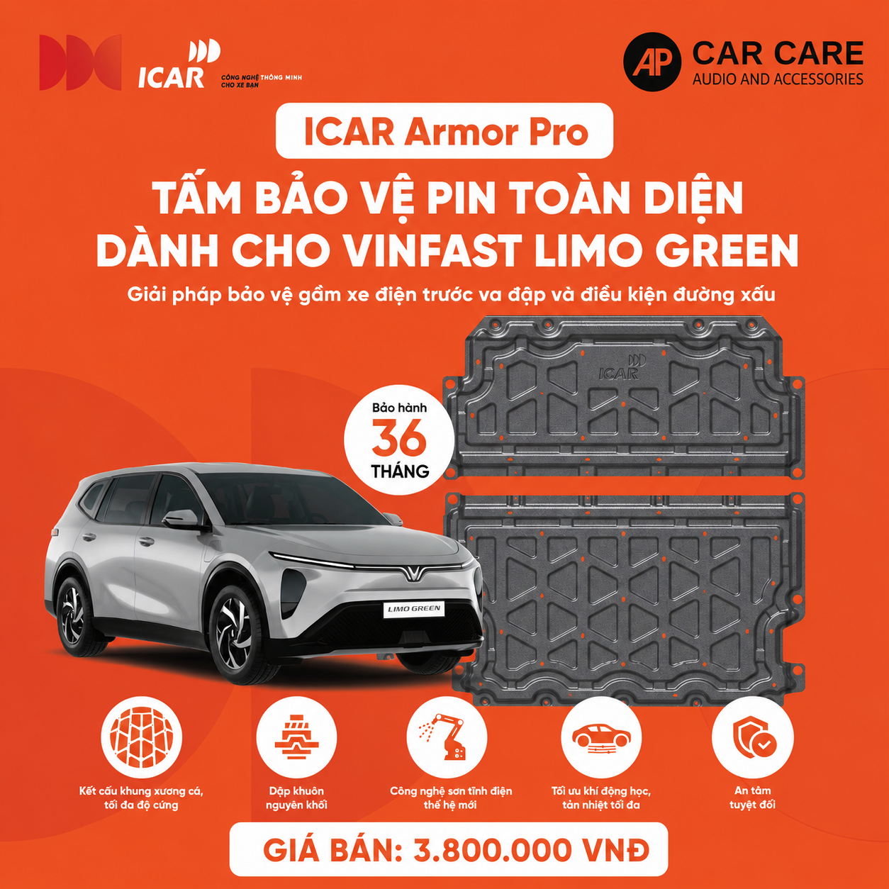 Icar Tấm Bảo Vệ Pin Limo Green MPV7 | Bảo Vệ Pin Xe Điện Dịch Vụ