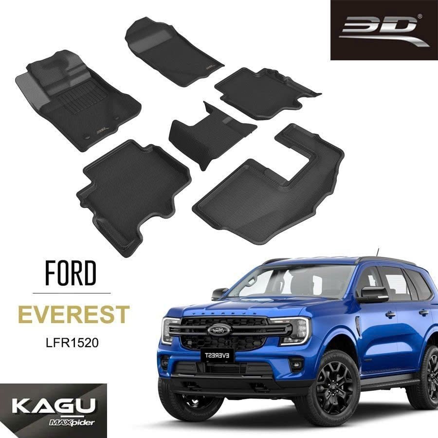Bộ 6 tấm 3D MAXpider KAGU mã LFR1520 cho Ford Everest thế hệ mới, phủ đủ 3 hàng ghế