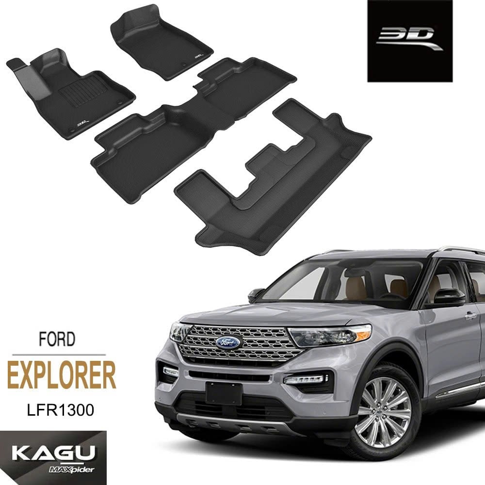 Bộ 4 tấm 3D MAXpider KAGU mã LFR1300 cho Ford Explorer 2020+, phủ đủ 3 hàng ghế