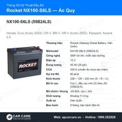 Ắc Quy Ô Tô Rocket NX100-S6LS (55B24LS) 45Ah