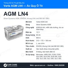 Ắc Quy Ô Tô Varta AGM LN4 80Ah