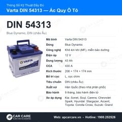 Ắc Quy Ô Tô Varta DIN 54313 43Ah