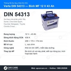 Ắc Quy Ô Tô Varta DIN 54313 43Ah