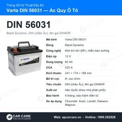 Ắc Quy Ô Tô Varta DIN 56031 60Ah