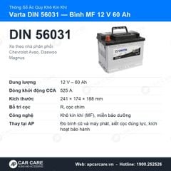 Ắc Quy Ô Tô Varta DIN 56031 60Ah