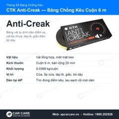 Băng Chống Kêu Cót Két Ô Tô CTK Anti-Creak Cuộn 6m
