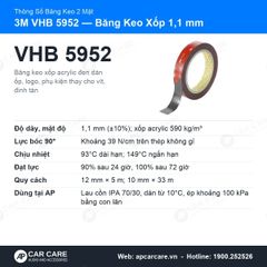 Băng Keo 2 Mặt Cường Lực 3M VHB 5952 Dày 1,1mm