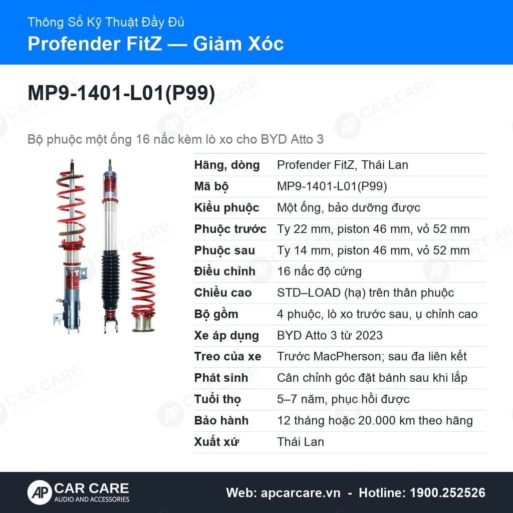 Giảm Xóc Ô Tô BYD Atto 3 2023+ Profender FitZ
