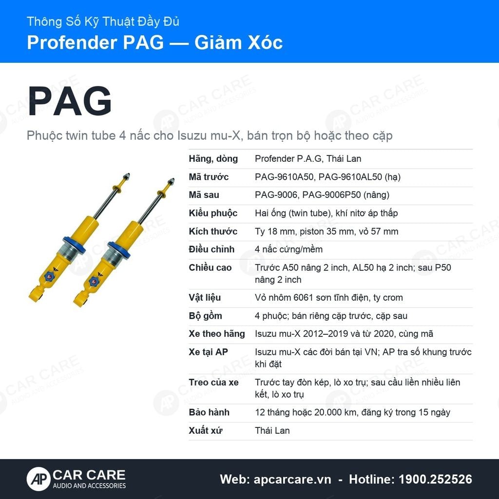 Giảm Xóc Ô Tô Profender Isuzu mu-X PAG 4 Chế Độ