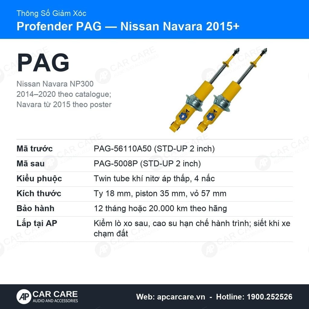 Giảm Xóc Ô Tô Nissan Navara 2015+ Profender PAG 4 Chế Độ