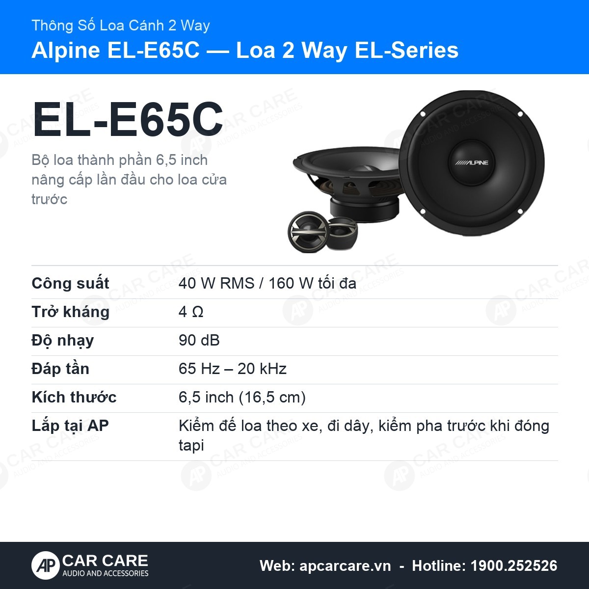 Loa Cánh Ô Tô Alpine EL-E65C 2 Chiều