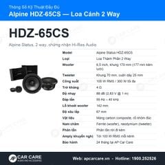 Loa Cánh Ô Tô Alpine HDZ-65CS Slim-Fit (Status)