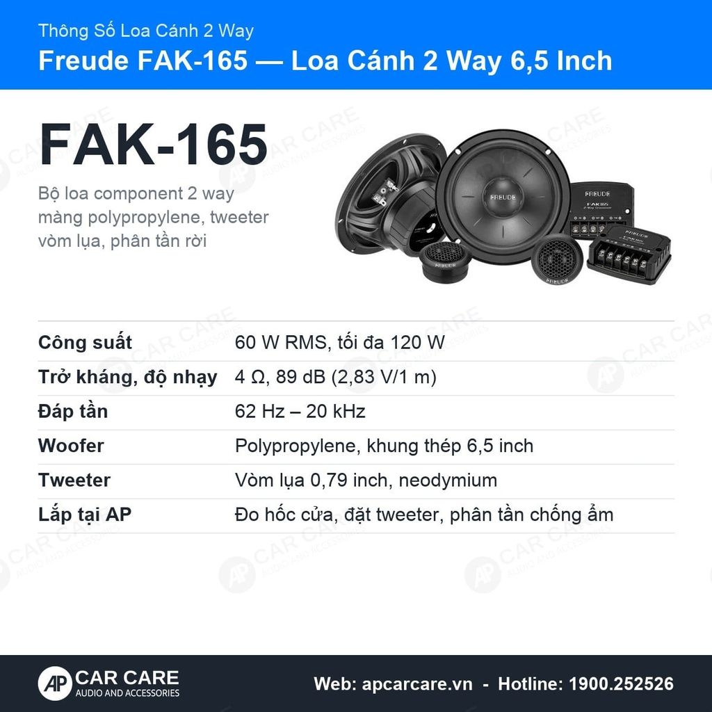 Loa Cánh Ô Tô Freude FAK-165 2 Way 6.5 Inch 60W RMS