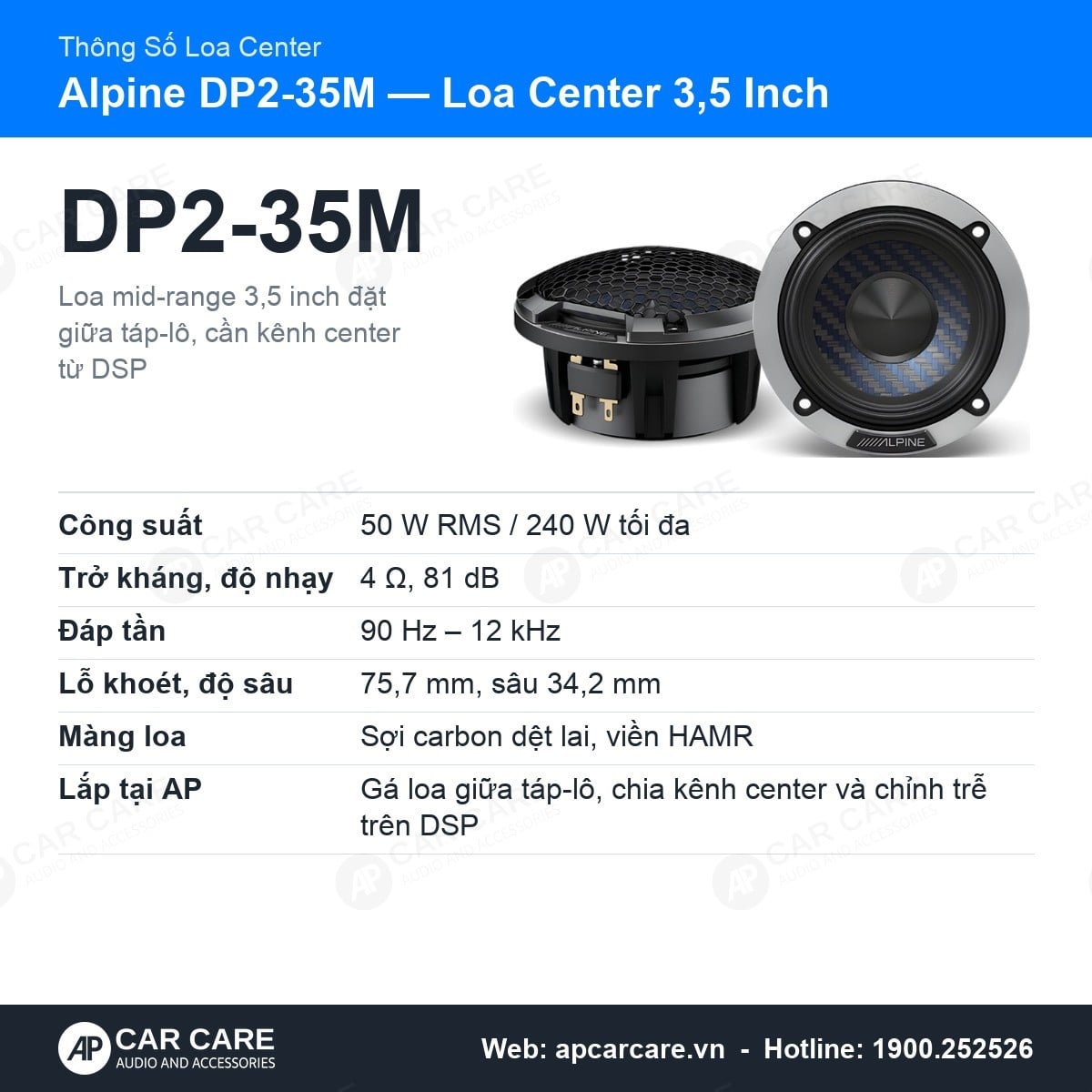 Loa Center Ô Tô Alpine DP2-35M